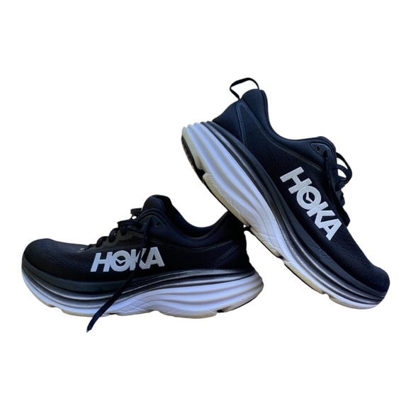 Hoka Black Athletic Shoes with White Soles - Picture 1 of 10